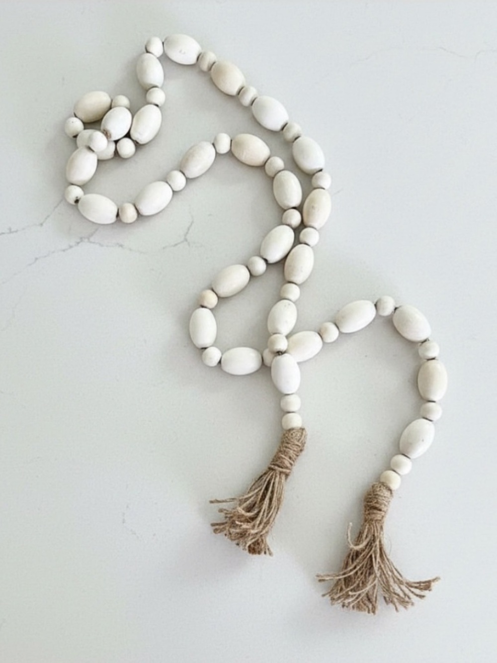 White Ceramic Bead Garland w/Tassels